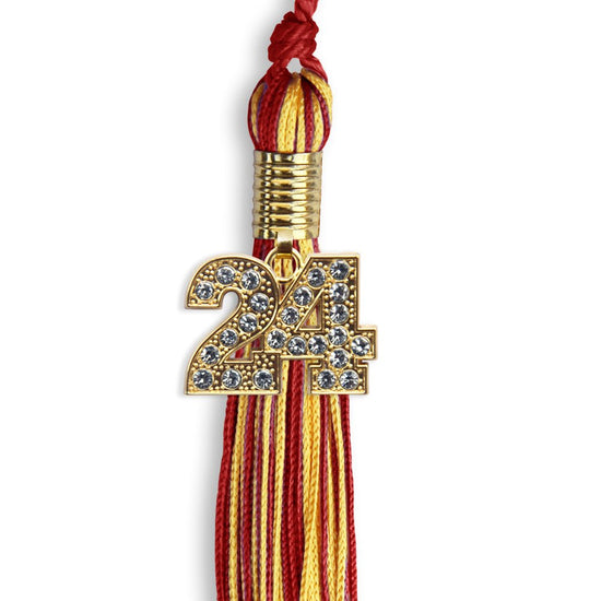Red/Gold Mixed Color Graduation Tassel with Gold Bling Charm by Wholesale Grad Supply