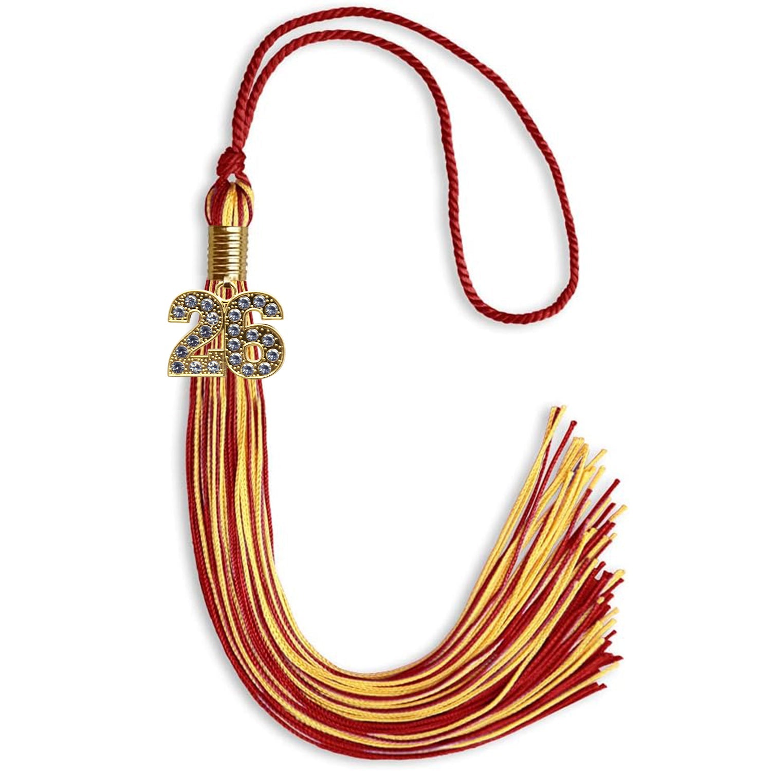 Red/Gold Mixed Color Graduation Tassel with Gold Bling Charm by Wholesale Grad Supply