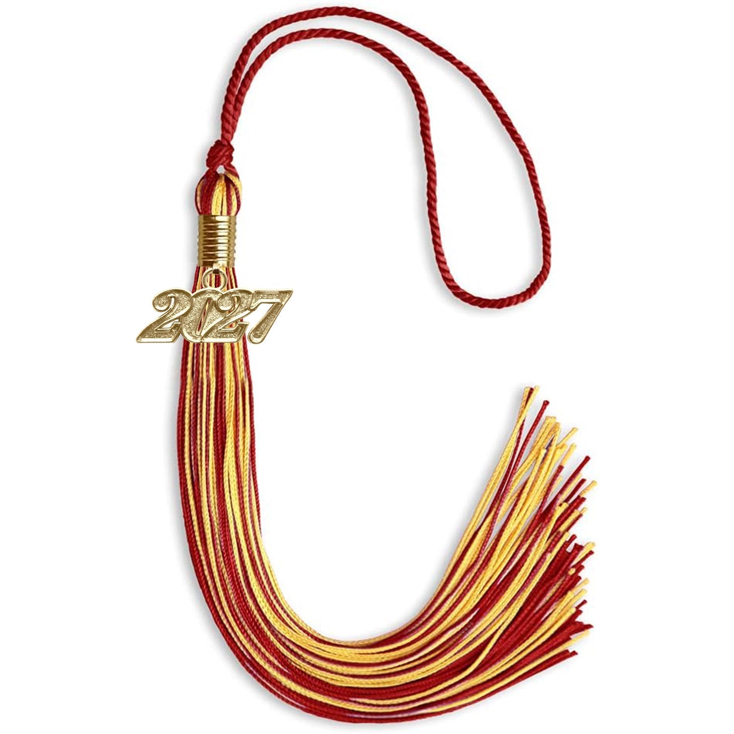Red/Gold Mixed Color Graduation Tassel with Gold Bling Charm by Wholesale Grad Supply