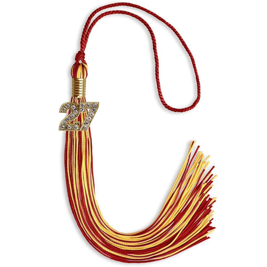 Red/Gold Mixed Color Graduation Tassel with Gold Bling Charm by Wholesale Grad Supply