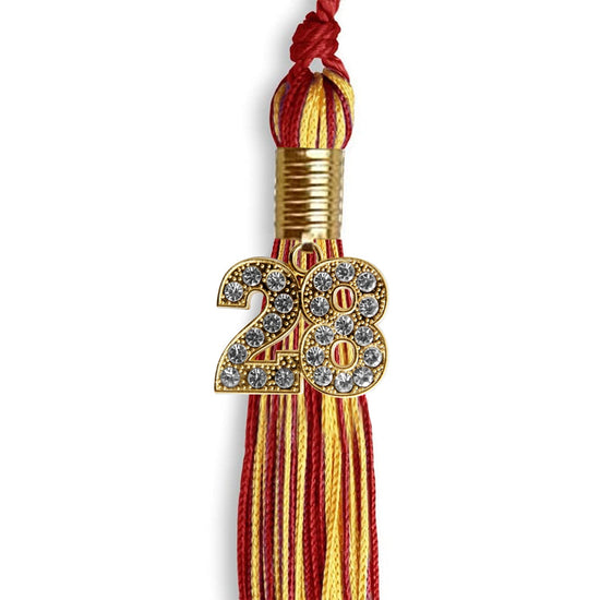 Red/Gold Mixed Color Graduation Tassel with Gold Bling Charm by Wholesale Grad Supply