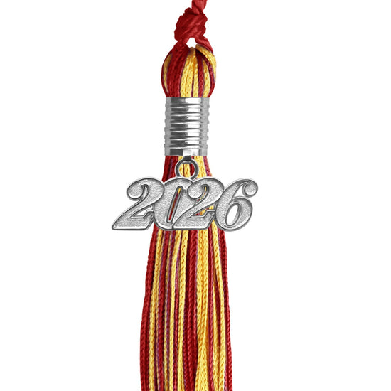 Red/Gold Mixed Color Graduation Tassel with Silver Bling Charm by Wholesale Grad Supply