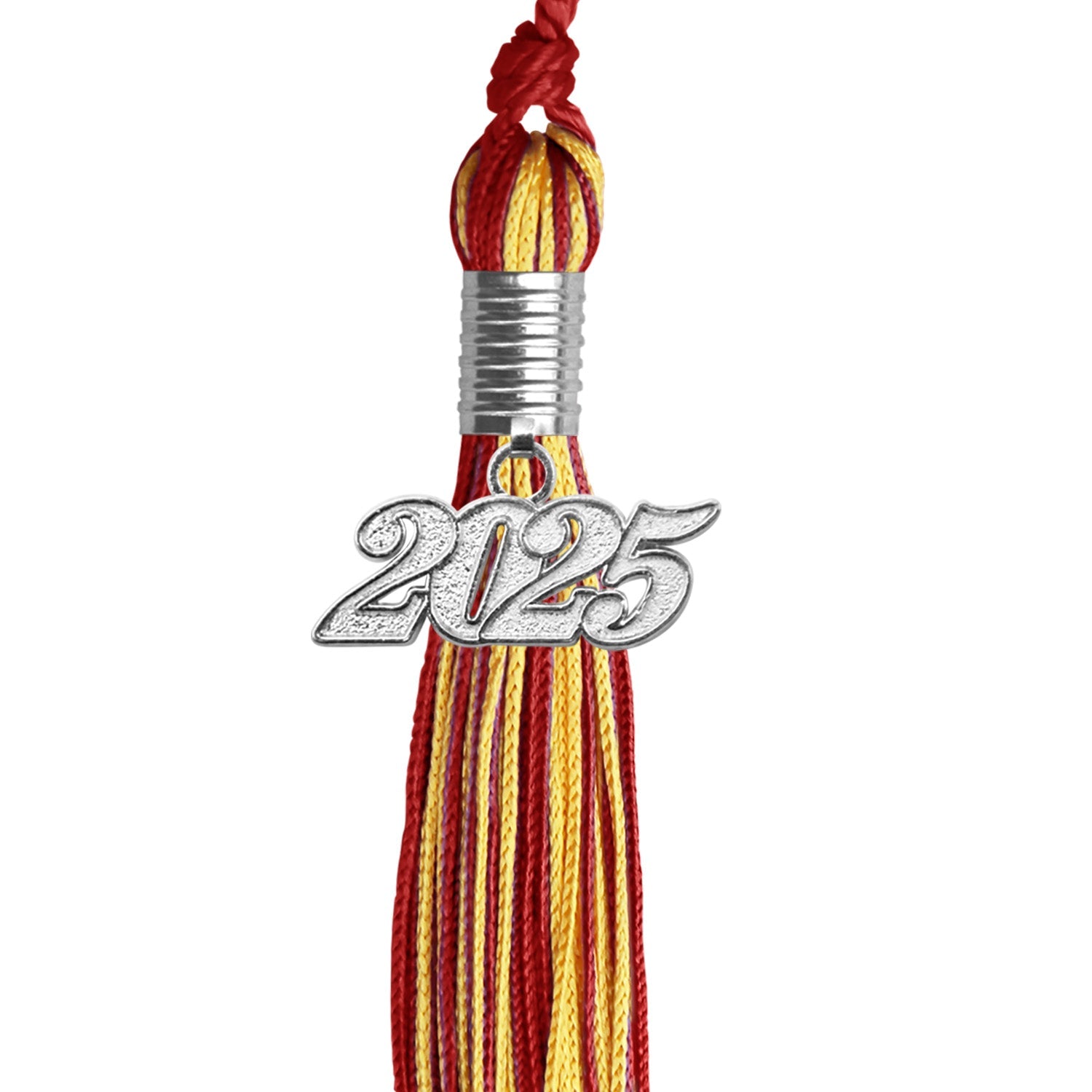 Red/Gold Mixed Color Graduation Tassel with Silver Bling Charm by Wholesale Grad Supply