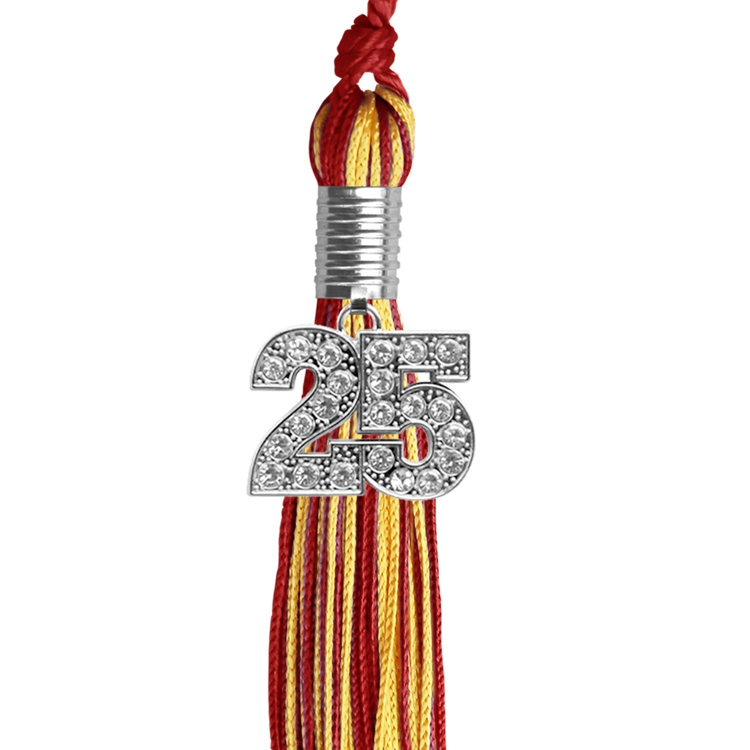 Red/Gold Mixed Color Graduation Tassel with Silver Bling Charm by Wholesale Grad Supply