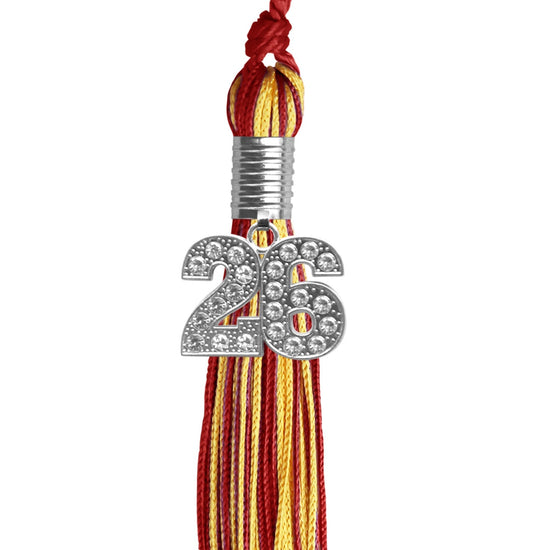 Red/Gold Mixed Color Graduation Tassel with Silver Bling Charm by Wholesale Grad Supply
