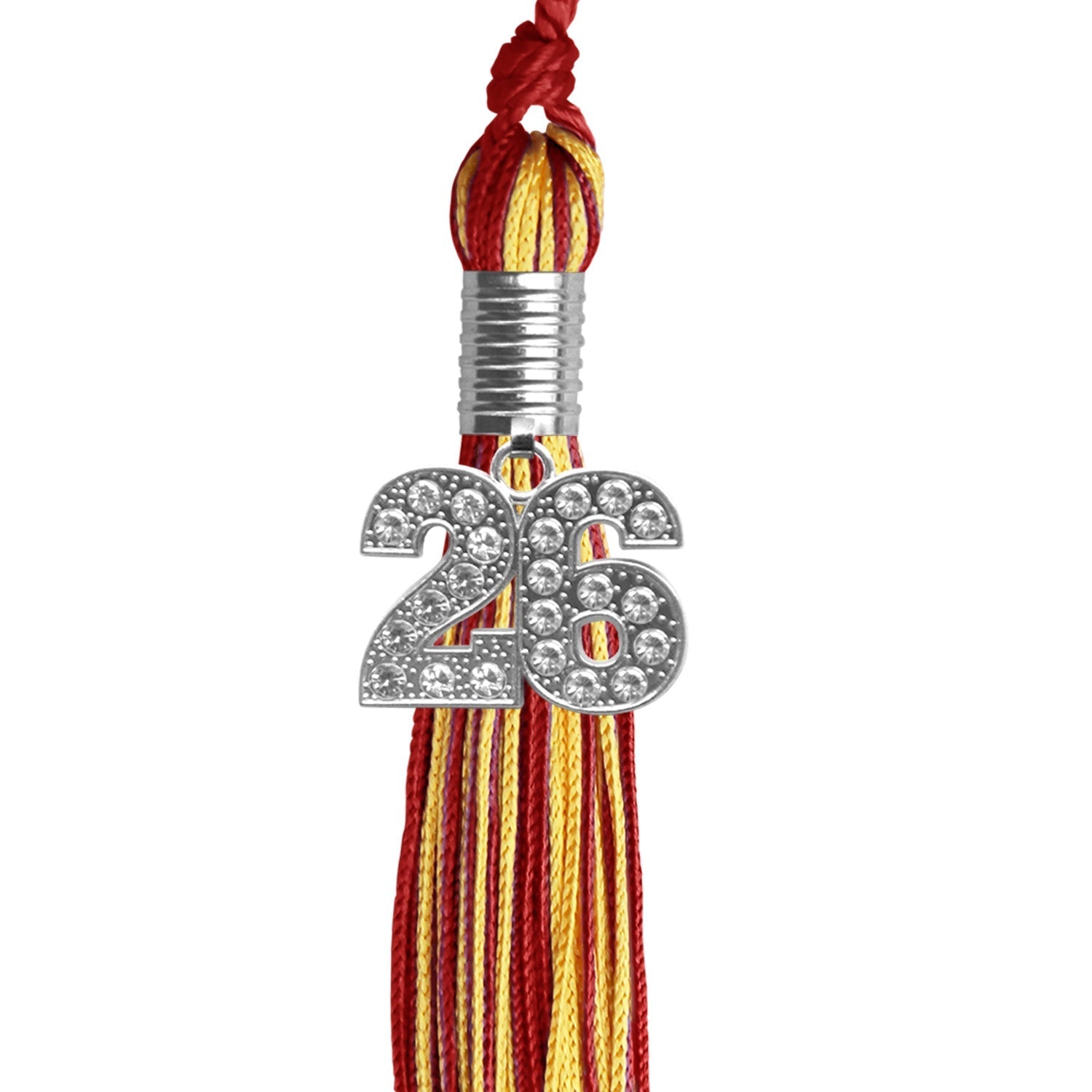 Red/Gold Mixed Color Graduation Tassel with Silver Bling Charm by Wholesale Grad Supply
