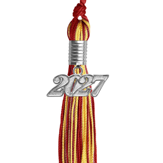 Red/Gold Mixed Color Graduation Tassel with Silver Bling Charm by Wholesale Grad Supply