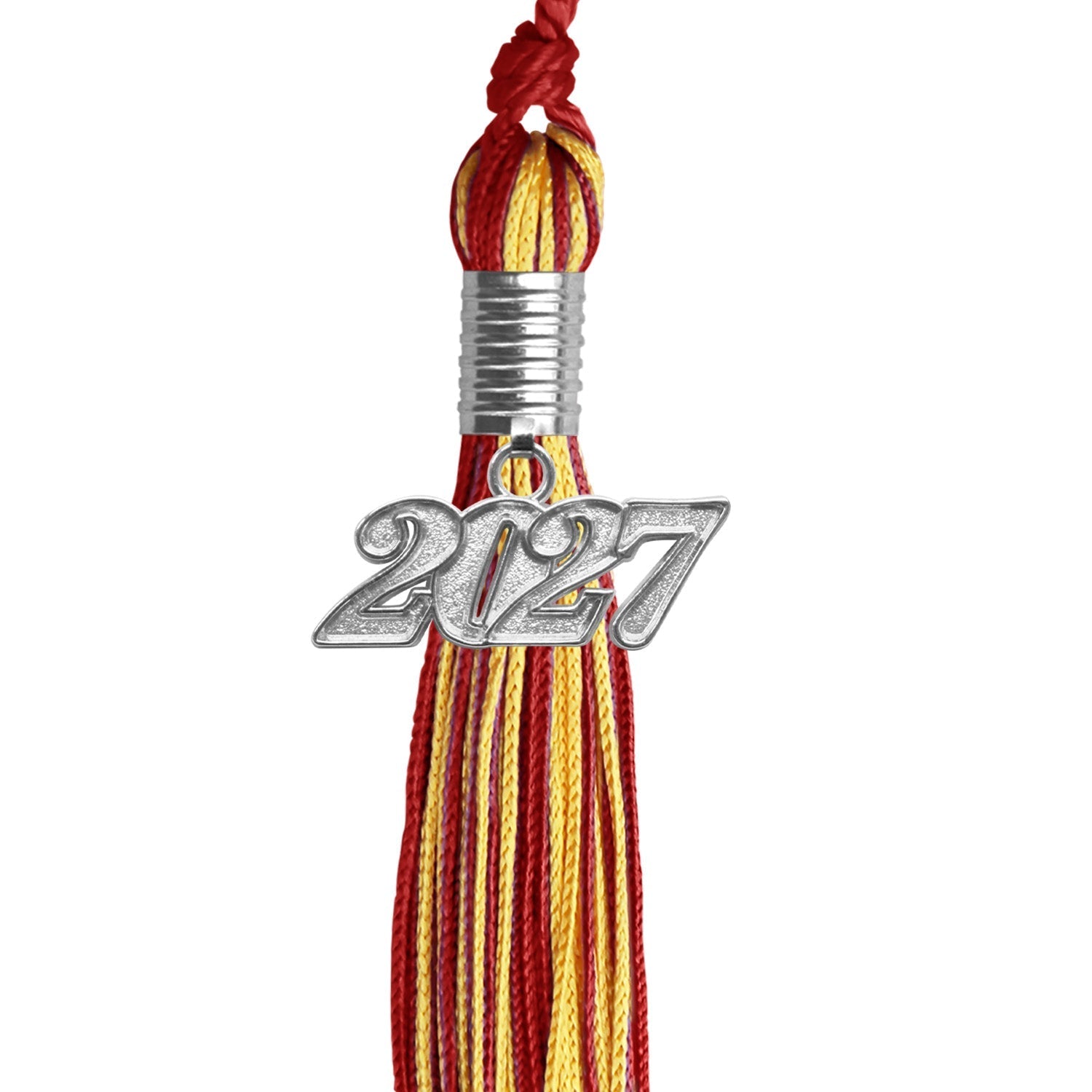 Red/Gold Mixed Color Graduation Tassel with Silver Bling Charm by Wholesale Grad Supply