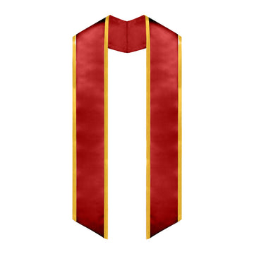 Red/Gold Plain Graduation Stole with Trim Color & Angled End by Wholesale Grad Supply