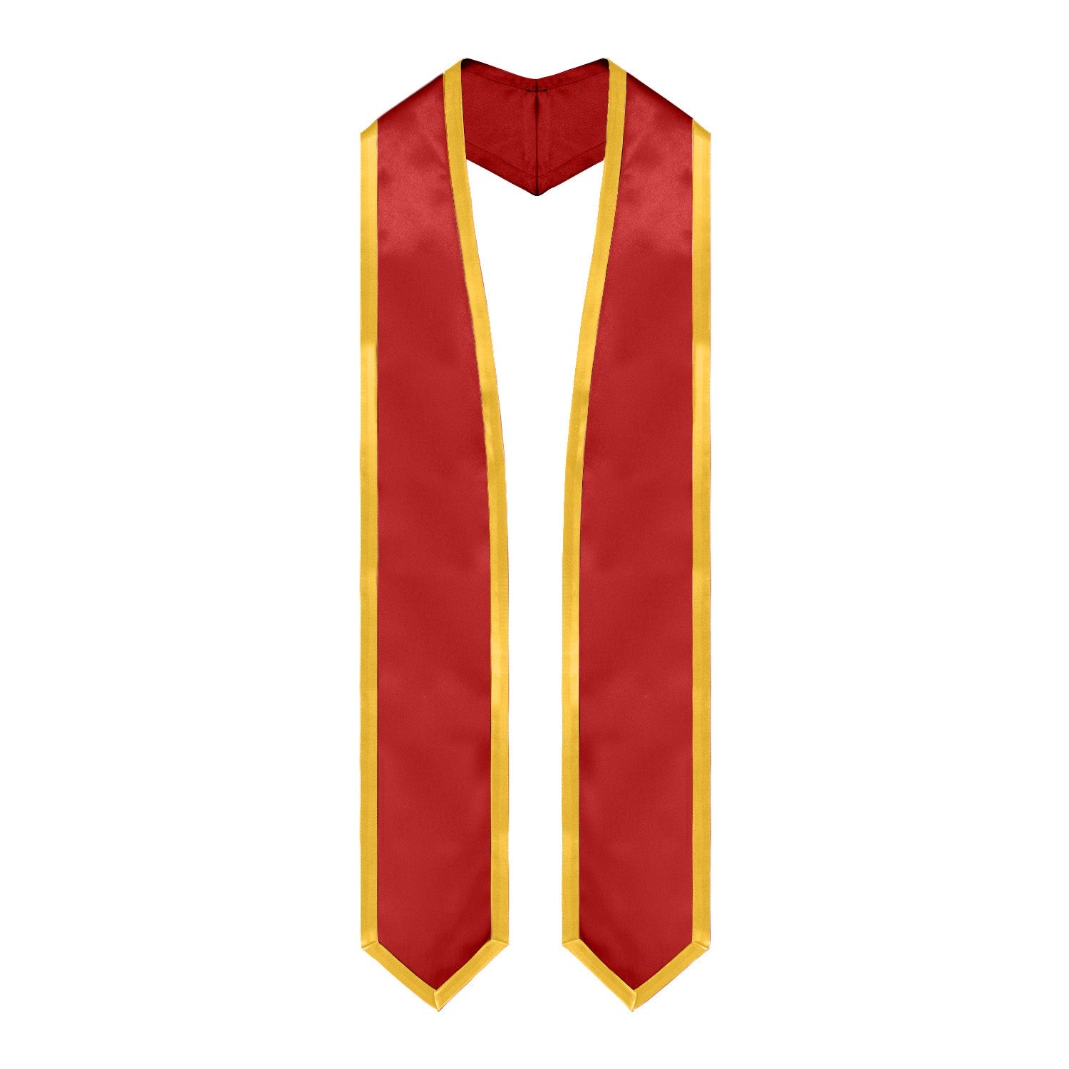 Red/Gold Plain Graduation Stole with Trim Color & Classic End by Wholesale Grad Supply