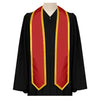 Red/Gold Plain Graduation Stole with Trim Color & Classic End by Wholesale Grad Supply