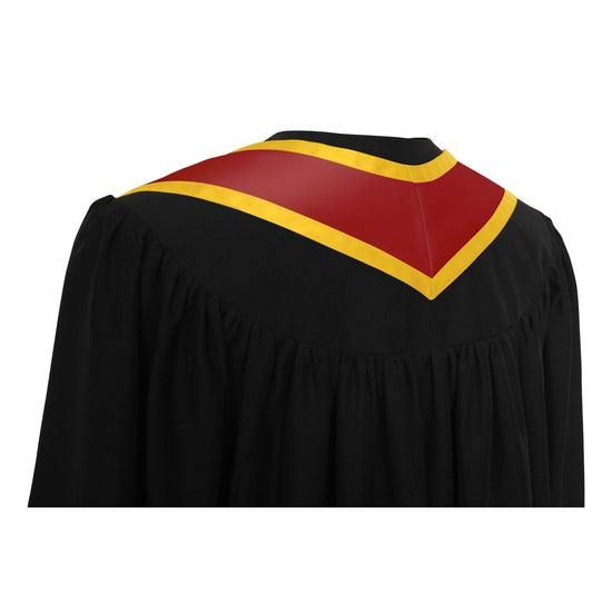 Red/Gold Plain Graduation Stole with Trim Color & Classic End by Wholesale Grad Supply