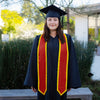 Red/Gold Plain Graduation Stole with Trim Color & Classic End by Wholesale Grad Supply