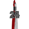Red/Grey Graduation Tassel with Black Bling Charm by Wholesale Grad Supply