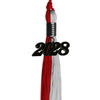 Red/Grey Graduation Tassel with Black Bling Charm by Wholesale Grad Supply