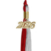 Red/Grey Graduation Tassel with Gold Bling Charm by Wholesale Grad Supply
