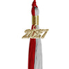 Red/Grey Graduation Tassel with Gold Bling Charm by Wholesale Grad Supply
