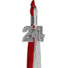 Red/Grey Graduation Tassel with Silver Bling Charm by Wholesale Grad Supply