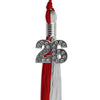 Red/Grey Graduation Tassel with Silver Bling Charm by Wholesale Grad Supply