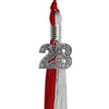 Red/Grey Graduation Tassel with Silver Bling Charm by Wholesale Grad Supply