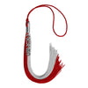Red/Grey Graduation Tassel with Silver Stacked Date Drop by Wholesale Grad Supply