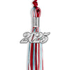 Red/Light Blue/White Mixed Color Graduation Tassel with Silver Bling Charm by Wholesale Grad Supply