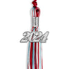 Red/Light Blue/White Mixed Color Graduation Tassel with Silver Bling Charm by Wholesale Grad Supply