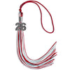 Red/Light Blue/White Mixed Color Graduation Tassel with Silver Bling Charm by Wholesale Grad Supply