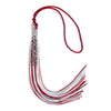 Red/Light Blue/White Mixed Color Graduation Tassel with Silver Stacked Date Drop by Wholesale Grad Supply