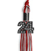 Red/Silver Mixed Color Graduation Tassel with Black Bling Charm by Wholesale Grad Supply