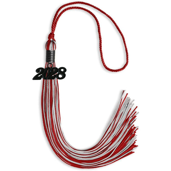 Red/Silver Mixed Color Graduation Tassel with Black Bling Charm by Wholesale Grad Supply