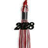 Red/Silver Mixed Color Graduation Tassel with Black Bling Charm by Wholesale Grad Supply