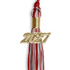 Red/Silver Mixed Color Graduation Tassel with Gold Bling Charm by Wholesale Grad Supply