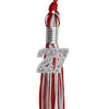 Red/Silver Mixed Color Graduation Tassel with Silver Bling Charm by Wholesale Grad Supply