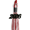 Red/White Mixed Color Graduation Tassel with Black Bling Charm by Wholesale Grad Supply