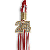 Red/White Mixed Color Graduation Tassel with Gold Bling Charm by Wholesale Grad Supply