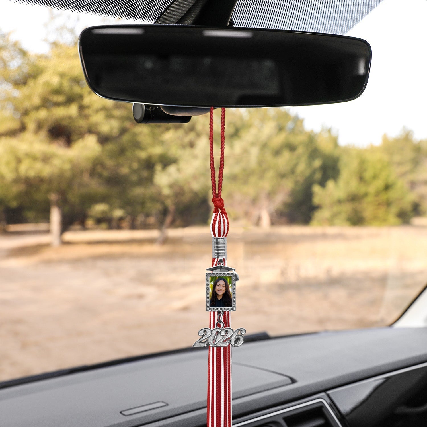 Red/White Tassel with Photo Frame Charm and Year Date Drop by Wholesale Grad Supply