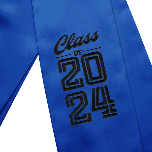 Royal Blue Class of 2024 Graduation Stole/Sash with Classic Tips by Wholesale Grad Supply