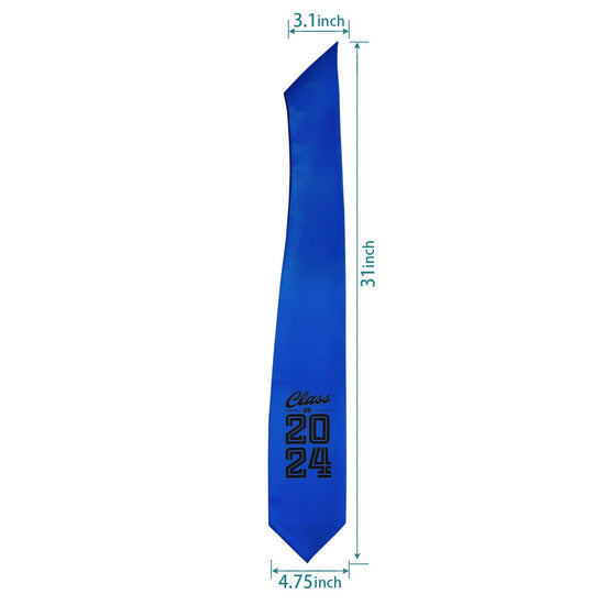 Royal Blue Class of 2024 Graduation Stole/Sash with Classic Tips by Wholesale Grad Supply