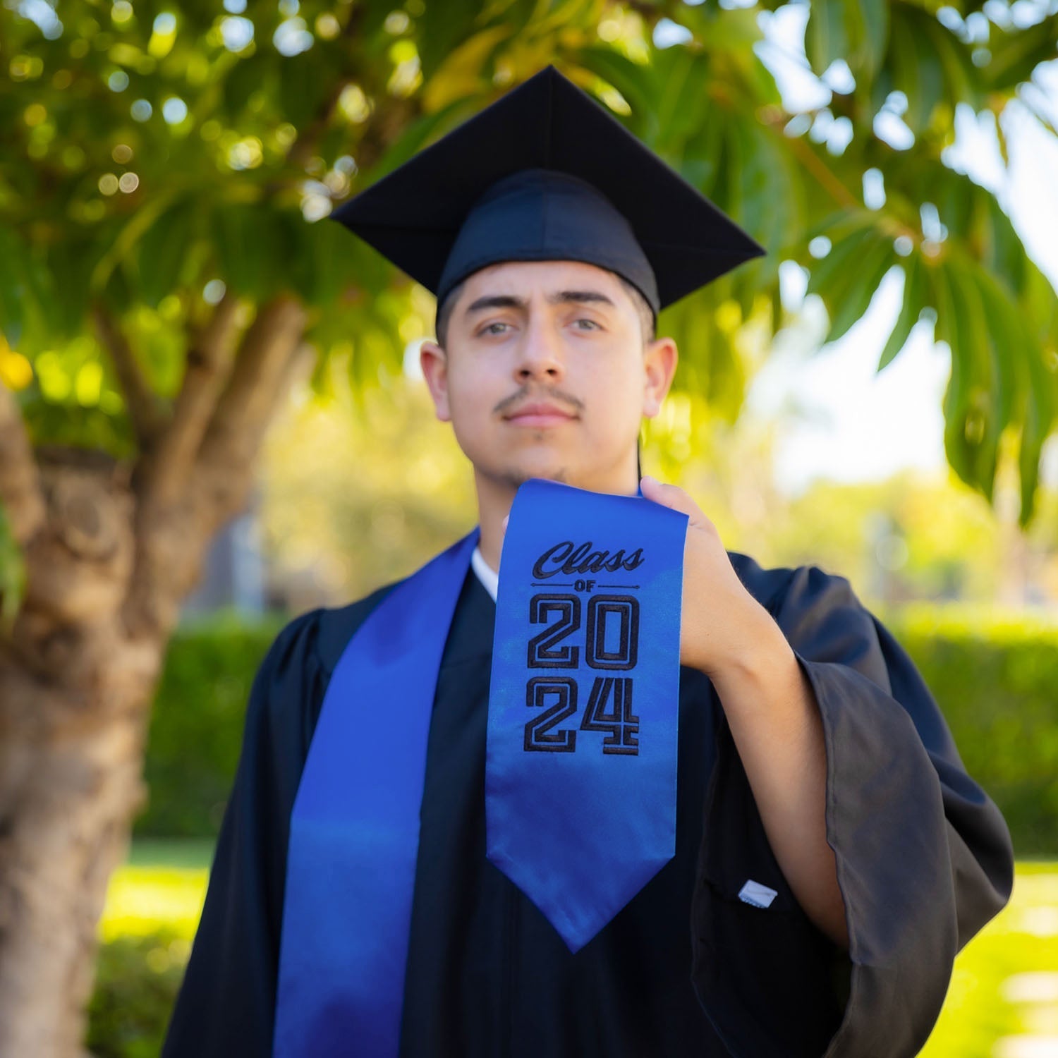 Royal Blue Class of 2024 Graduation Stole/Sash with Classic Tips by Wholesale Grad Supply