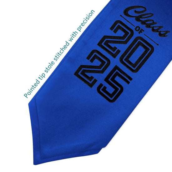 Royal Blue Class of 2025 Graduation Stole/Sash with Classic Tips by Wholesale Grad Supply