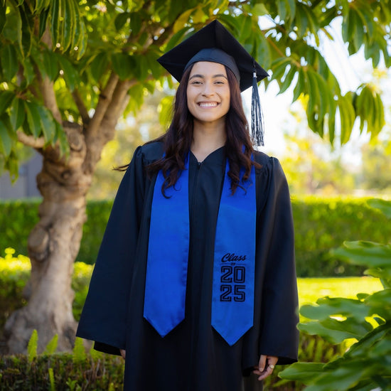 Royal Blue Class of 2025 Graduation Stole/Sash with Classic Tips by Wholesale Grad Supply
