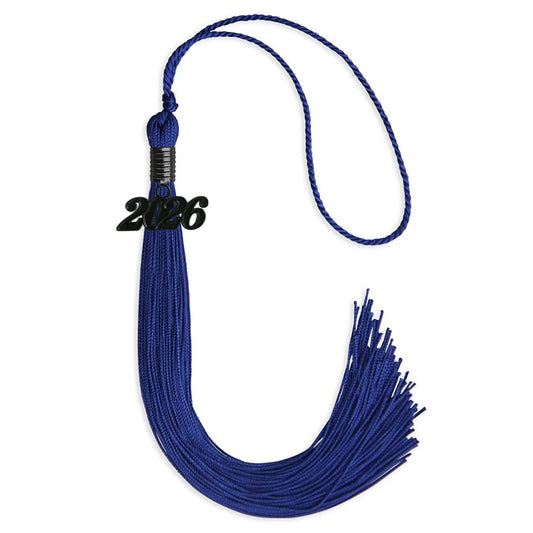 Royal Blue Graduation Tassel with Black Bling Charm by Wholesale Grad Supply