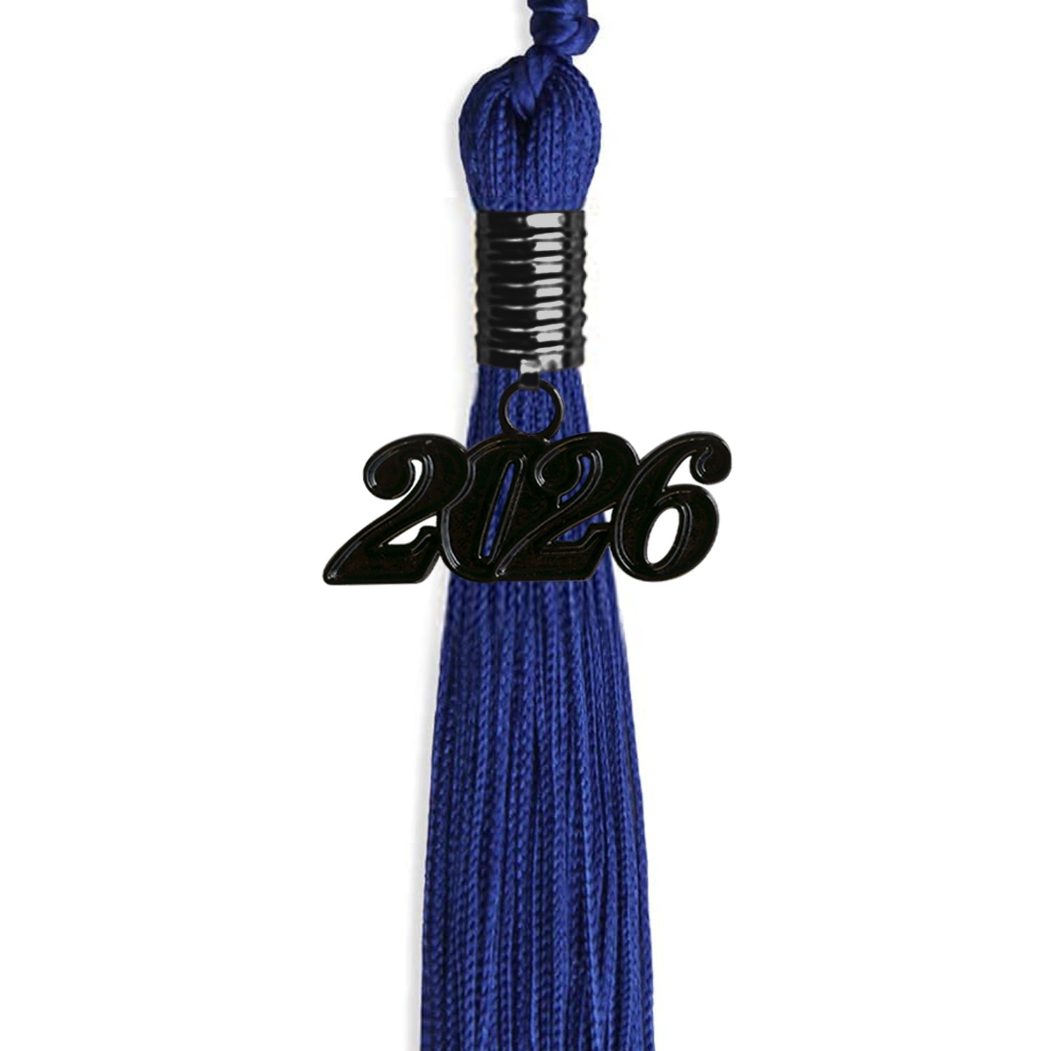 Royal Blue Graduation Tassel with Black Bling Charm by Wholesale Grad Supply