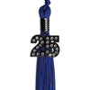 Royal Blue Graduation Tassel with Black Bling Charm by Wholesale Grad Supply