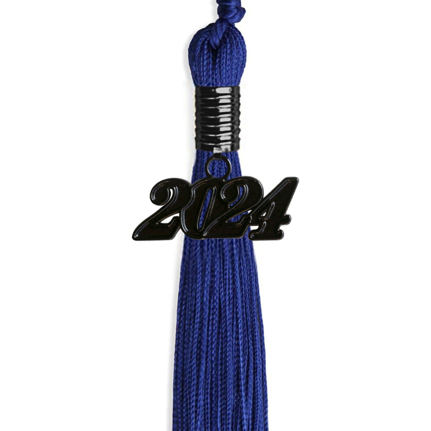 Royal Blue Graduation Tassel with Black Bling Charm by Wholesale Grad Supply