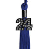 Royal Blue Graduation Tassel with Black Bling Charm by Wholesale Grad Supply