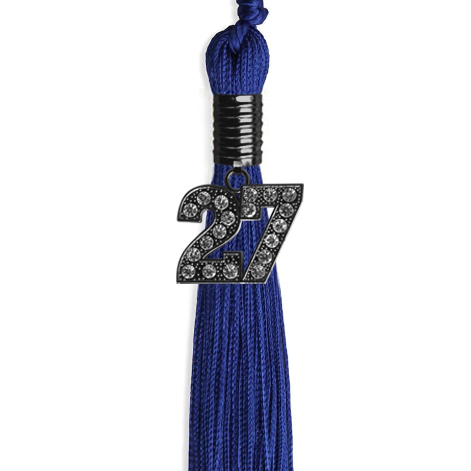 Royal Blue Graduation Tassel with Black Bling Charm by Wholesale Grad Supply