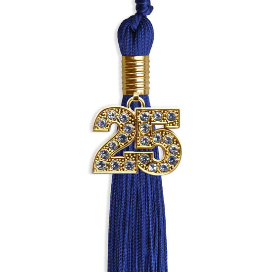 Royal Blue Graduation Tassel with Gold Bling Charm by Wholesale Grad Supply