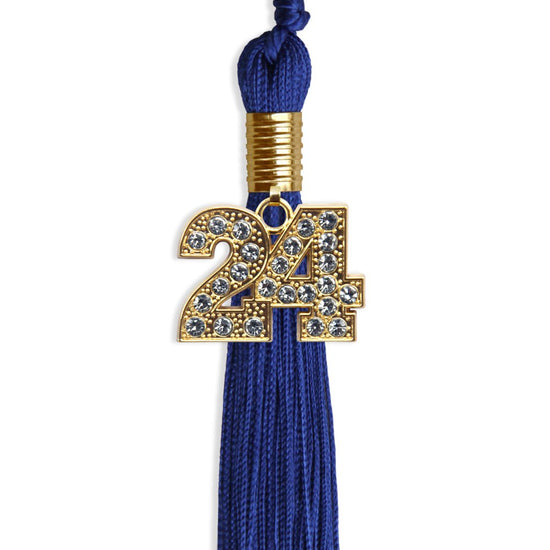 Royal Blue Graduation Tassel with Gold Bling Charm by Wholesale Grad Supply